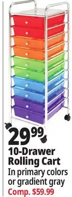 Ocean State Job Lot 10-Drawer Rolling Cart offer