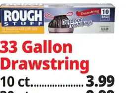 Ocean State Job Lot Rough Stuff 33 Gal Outdoor Trash Bags with Drawstring 10 Count offer