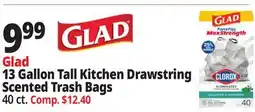 Ocean State Job Lot Glad 13 Gallon Tall Kitchen Drawstring Scented Trash Bags offer