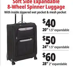 Ocean State Job Lot Soft Side Expandable 8-Wheel Spinner Luggage offer