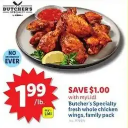 Lidl Butcher's Specialty fresh whole chicken wings, family pack offer