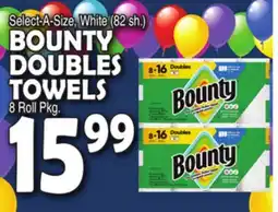 Bravo Supermarkets BOUNTY DOUBLES TOWELS 8 Roll Pkg offer