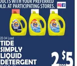 Bravo Supermarkets TIDE SIMPLY LIQUID DETERGENT offer