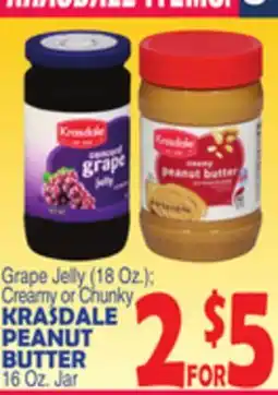 Bravo Supermarkets KRASDALE PEANUT BUTTER 16 Oz. Jar offer
