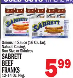 Bravo Supermarkets SABRETT BEEF FRANKS 12-14 Oz. Pkg offer