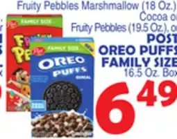 Bravo Supermarkets POST OREO PUFFS FAMILY SIZE 16.5 Oz. Box offer