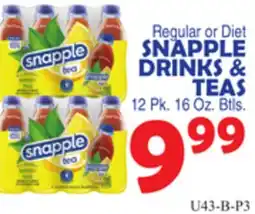 Bravo Supermarkets SNAPPLE DRINKS & TEAS offer