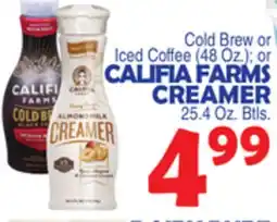 Bravo Supermarkets CALIFIA FARMS CREAMER 25.4 Oz. Btls offer