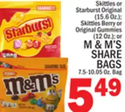 C Town M & M'S SHARE BAGS 7.5-10.05 Oz. Bag offer