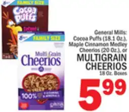 C Town GENERAL MILLS MULTIGRAIN CHEERIOS, 18 Oz. Boxes offer