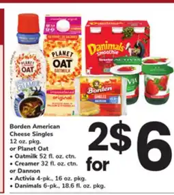 ACME Borden American Cheese Singles 12 oz. pkg. or Planet Oat 52 fl. oz. ctn offer