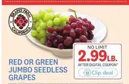 Kings Food Markets RED OR GREEN JUMBO SEEDLESS GRAPES offer