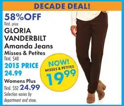 Boscov's GLORIA VANDERBILT Amanda Jeans Misses & Petites offer