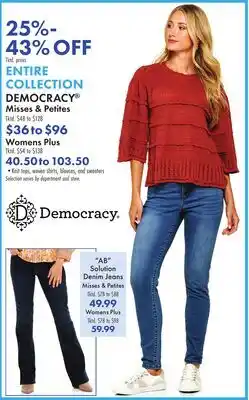 Boscov's ENTIRE COLLECTION DEMOCRACY Misses & Petites offer