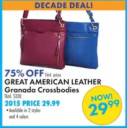 Boscov's GREAT AMERICAN LEATHER Granada Crossbodies offer