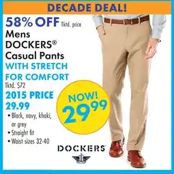 Boscov's Mens DOCKERS Casual Pants WITH STRETCH FOR COMFORT offer