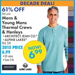 Boscov's Mens & Young Mens Thermal Crews & Henleys offer