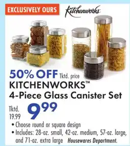Boscov's KITCHENWORKS 4-Piece Glass Canister Set offer