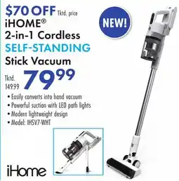 Boscov's iHOME 2-in-1 Cordless SELFSTANDING Stick Vacuum offer