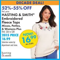 Boscov's HASTING & SMITH Embroidered Fleece Tops offer