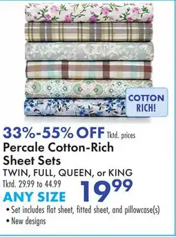 Boscov's Percale Cotton-Rich Sheet Sets offer