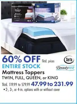 Boscov's ENTIRE STOCK Mattress Toppers offer
