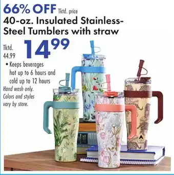 Boscov's 40-oz. Insulated Stainless-Steel Tumblers with straw offer