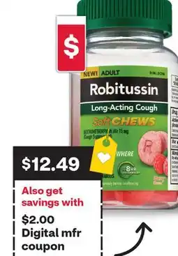 CVS ANY adult Robitussin 8 oz or soft chews 20 ct offer