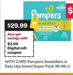 CVS Pampers Swaddlers or Easy Ups boxed Super Pack 38-96 ct offer