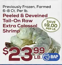 DeCicco & Sons Peeled & Deveined Tail-On Raw Extra Colossal Shrimp offer