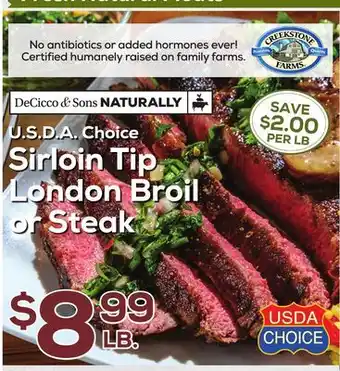 DeCicco & Sons Sirloin Tip London Broil or Steak offer