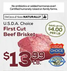 DeCicco & Sons U.S.D.A. Choice First Cut Beef Brisket offer