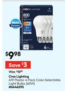 Lowe's A19 Plastic 4-Pack Color-Selectable Light Bulbs (60W) offer