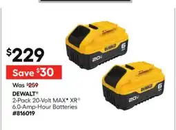 Lowe's 2-Pack 20-Volt MAXF XR 6.0-Amp-Hour Batteries offer