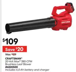 Lowe's 20-Volt MaxF 380-CFM Brushless Leaf Blower offer