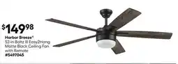 Lowe's 52-in Boltz III Easy2Hang Matte Black Ceiling Fan with Remote offer