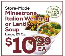DeCicco & Sons Store-Made Minestrone, Italian Wedding, or Lentil Soup offer
