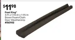Lowe's 3-Ft x 1-1/4-In x 1-1/4-In Brown Foam/Cloth Door Weatherstrip offer