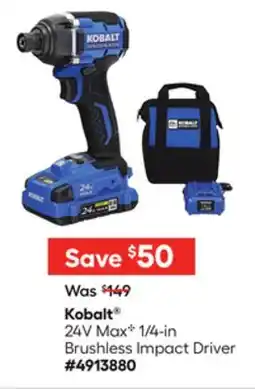 Lowe's 24V MaxC 1/4-in Brushless Impact Driver offer