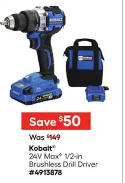 Lowe's Kobalt 24V MaxC 1/2-in Brushless Drill Driver offer