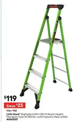 Lowe's Mightylite 6.02-ft (10.1-ft Reach Height) Fiberglass Type 1A-300-lbs. Load Capacity Step Ladder offer