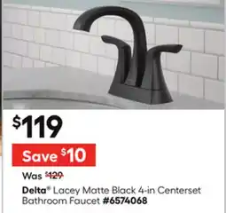 Lowe's Lacey Matte Black 4-in Centerset Bathroom Faucet offer