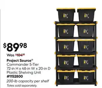 Lowe's Commander 5-Tier 72-in H x 48-in W x 20-in D Plastic Shelving Unit offer