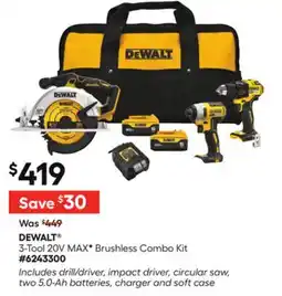 Lowe's 3-Tool 20V MAXF Brushless Combo Kit offer