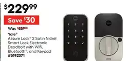 Lowe's Assure Lock 2 Satin Nickel Smart Lock Electronic Deadbolt with Wifi, Bluetooth , and Keypad offer