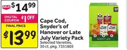 Stop&Shop Cape Cod, Snyder's of Hanover or Late July Variety Pack offer