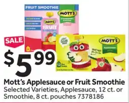 Stop&Shop Mott's Applesauce or Fruit Smoothie offer