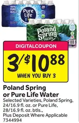 Stop&Shop Poland Spring or Pure Life Water offer