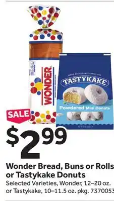 Stop&Shop Wonder Bread, Buns or Rolls or Tastykake Donuts offer