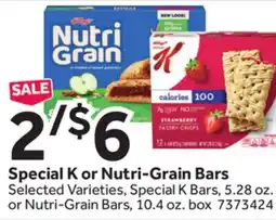 Stop&Shop Special K or Nutri-Grain Bars offer
